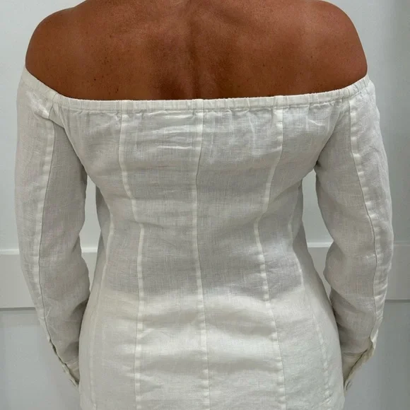 Linen Worth Off-Shoulder white Blouse - Picture 2 of 3